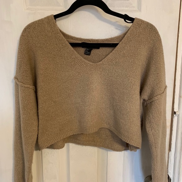 Tan Cropped Sweater - Picture 2 of 3
